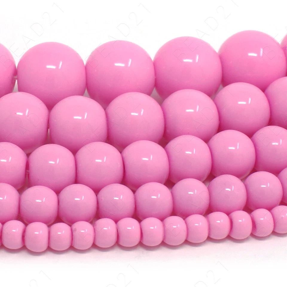 Cuentas de vidrio opaco checo redondas recubiertas de perlas 4 mm 6 mm 8 mm 10 mm 12 mm 16" hilo Foto 1 de 1