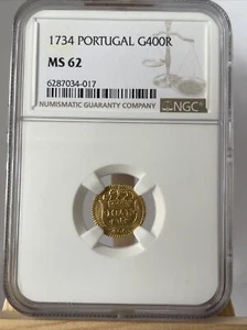 Kingdom of Portugal 1734 Gold 400 Reis *NGC MS-62* Looks Bettr Only 7 UNC Known - Picture 1 of 2