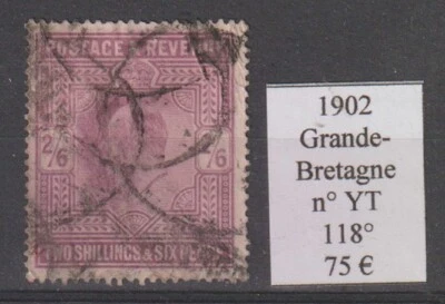 Timbre GRANDE-BRETAGNE 1902, n° YT 118 oblitéré - Photo 1/2