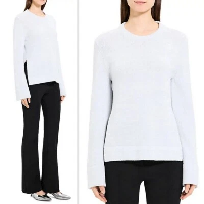 NWT THEORY Wool /Cashmere Knit Side Slit Boucle Sweater Size P $345 Ice Mouline - Image 1 of 4