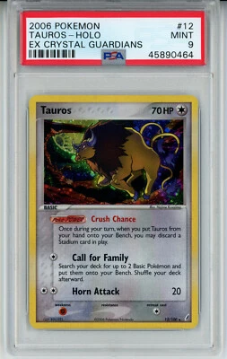 2006 POKEMON EX CRYSTAL GUARDIANS TAUROS #12 HOLO PSA 9 MINT #45890464 - Image 1 of 2