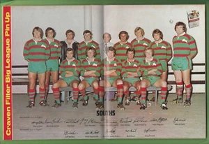 #HH1.   RUGBY BIG LEAGUE MAGAZINE - 16-22/5  1975,  SOUTH SYDNEY TEAM PINUP - Picture 1 of 2