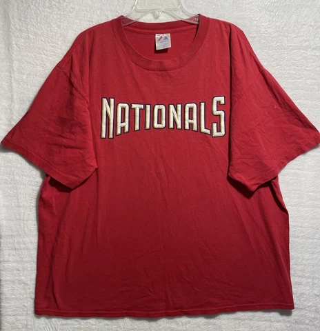 MLB Washington Nationals Majestic T Shirt Mens 2X Red Short Sleeve Crew Neck Cover