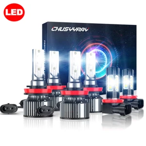 H9 H11 LED Headlight High Low Bulbs Combo 6500K + H11 Fog Light With cooling fan - Picture 1 of 12