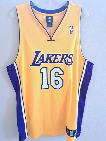 Authentic Adidas Los Angeles Lakers Pau Gasol Yellow Home Jersey 44 Large Cover