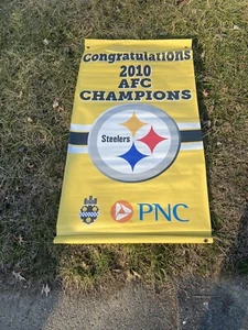3’x 6’ doppelseitiges Banner, das tatsächlich am Heinz Field Pittsburgh Steelers hing - Bild 1 von 2