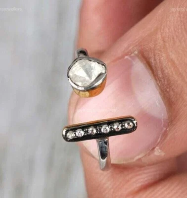 Polki Diamond Cocktail Ring 925 Silver Handmade Slice Diamond Purpose Polki Ring - Image 1 of 4