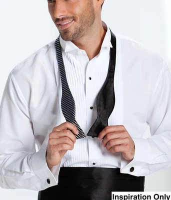 Christian Dior ~ Blanco ~ Plisado ~ Puño Francés ~ Punta de Ala ~ Camisa Esmoquin ~ Talla 16.5/35 Foto 1 de 4