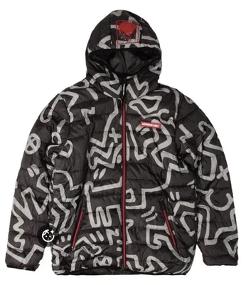 Members Only Keith Haring Jacket XL Reversible Puffer Quilted Hood Insulated - Image 1 of 4