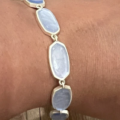 Brazalete de eslabones de plata brillante Kendra Scott Millie en ilusión azul cielo Foto 1 de 4