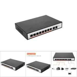 Builtin 8+2 10Port Monitoring PoE Gigabit Ethernet Switch For IP Camera 1102 NEW - Afbeelding 1 van 11