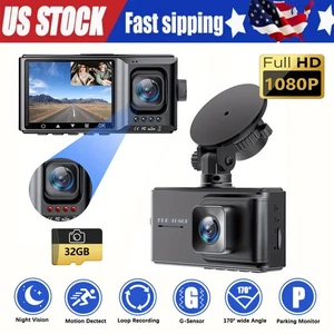 1080P Dash Cam Motion Detect Front and Inside Dual Dash Camera W/ 32GB SD Card - Picture 1 of 7