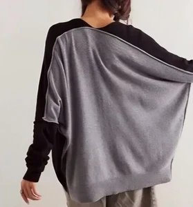 Free People We The Free Essential Cardi in Black/Grey Marle. Size M - Picture 1 of 8
