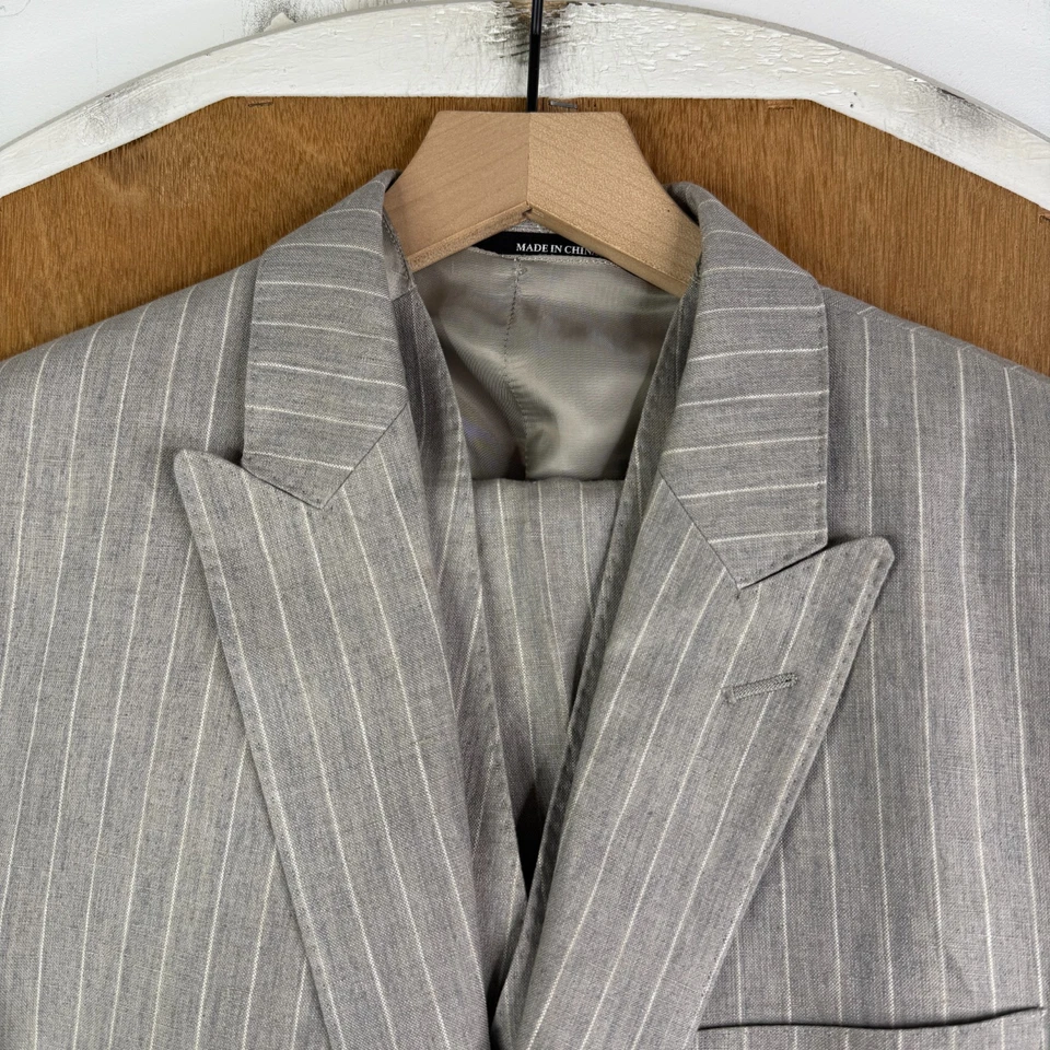 Traje Lauren Ralph Lauren Para Hombre 38R Tostado Tiza 2 Botones 3 Piezas 100% Lino Delgado Foto 1 de 4