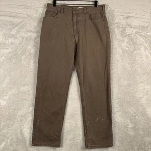 Men’s Carhartt Rugged Flex Relaxed Fit Brown Canvas Work Pants Size 35x32 - Picture 1 of 17