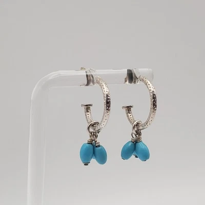 Pendientes Silpada Plata de Ley 925 1/2 Aros Extraíbles Turquesa Cuelga Foto 1 de 4