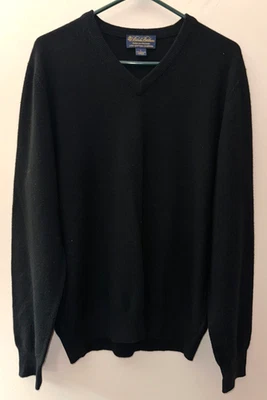 3-слойный шотландский кашемировый свитер Brooks Brothers M с V-образным вырезом L черный б/у в отличном состоянии - Изображение 1 из 4