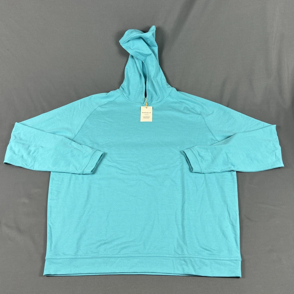 Peter Millar Golf Pullover Hoodie Crown Sport Pine Large SRFBD Blue MSRP $140 - Image 1 of 4