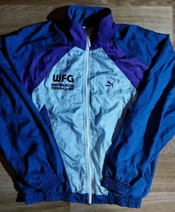 Puma 90's Vintage Mens Nylon Tracksuit Top Jacket Blue Turquoise Athletic Sports - Picture 1 of 8