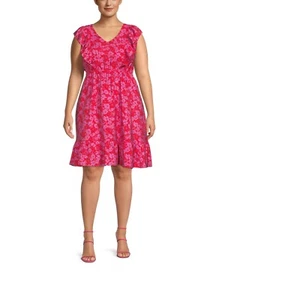 Terra & Sky Women's Plus Size Flutter Sleeve Dress, Size: 1X(16-18) - Picture 1 of 5