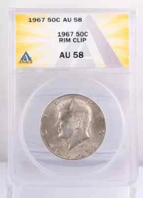 ERROR!!! 1967 Kennedy Rim Clip at 9:00  ANACS AU 58 - Image 1 of 4