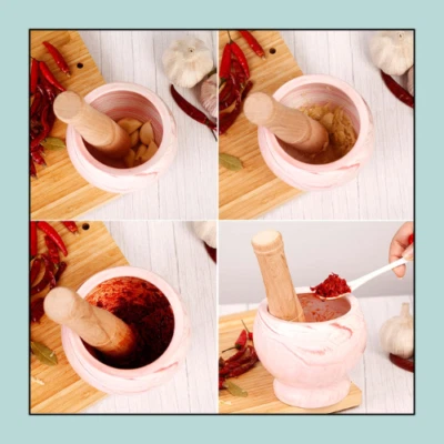 Juego Mortero y Mortero - Cerámica Cocina Rosa Foto 1 de 2