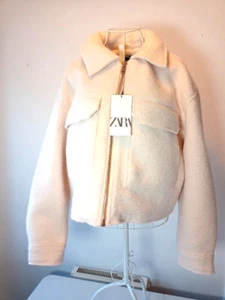Zara Woman SS24 ecru soft zip-up jacket bomber white size 16 new tagged bargain - Picture 1 of 11