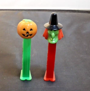 HALLOWEEN WITCH and Pumpkin PEZ DISPENSERS USED - Picture 1 of 3
