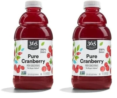 365 Whole Foods Organic Cranberry Juice 32oz Pack of 2 – Unsweetened - Image 1 of 2