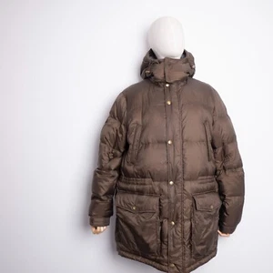 BURBERRY BRIT Men's Brown Khaki Full-Zip Hooded Parka Puffer Down Jacket Size L - Picture 1 of 11