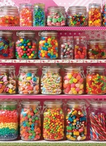 Cobble Hill Candy Shelf Jigsaw Puzzle ~ 500 Piece Puzzle with Poster - Picture 1 of 2