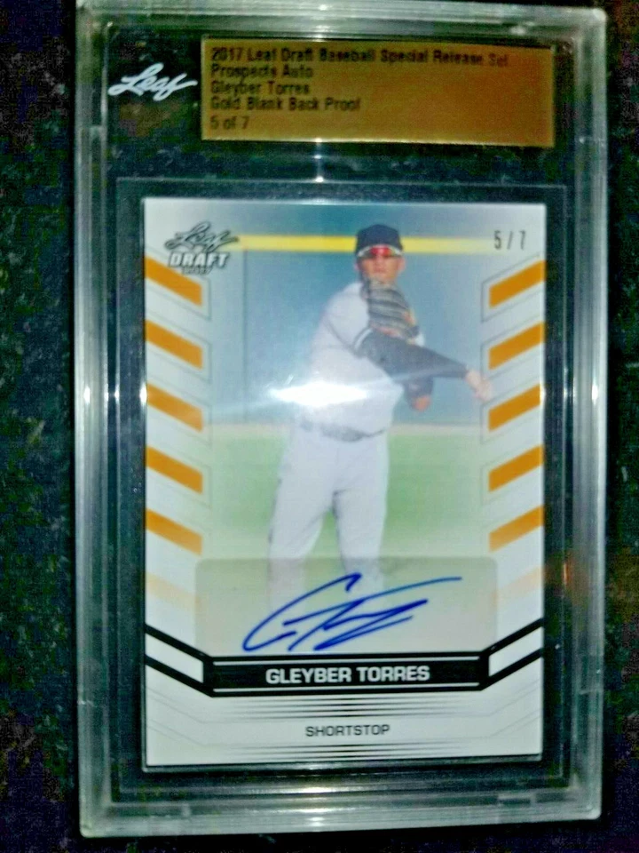 Leaf Draft Gleyber Torres 2017 novato dorado raro #/7 autógrafo prueba automático bgs Foto 1 de 1