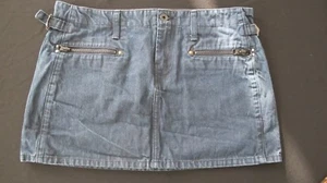 G STAR ORIGINAL DARK WASH 4 ZIPPER POCKETS MINI SKIRT SIZE L EUC - Picture 1 of 8