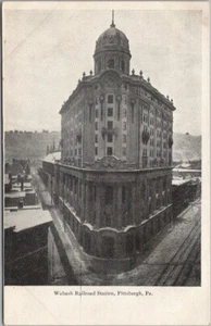 Postal de Pittsburgh, Pensilvania de la década de 1900 "Estación de ferrocarril de Wabash" depósito sin usar - Imagen 1 de 2