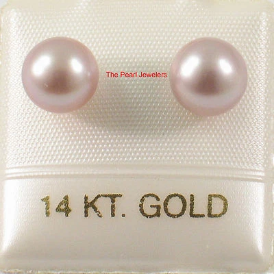 14k Yellow Gold High Luster Lavender Cultured Pearl Stud Earrings - Image 1 of 4