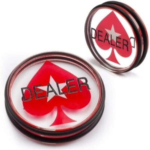 PAQUETE DE 2 botones de disco de espadas rojas de 3 pulgadas de casino grado Vegas póquer, blackjack - Imagen 1 de 2