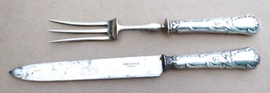 CHRISTOFLE PARIS SILVERPLATED CARVING SET KNIFE & CHRYSANTHEMUM PATTERN LOUIS XV - Picture 1 of 10
