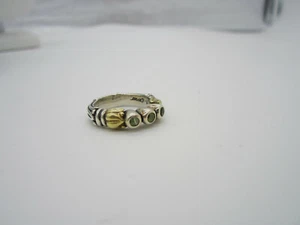 Estate Vintage LAGOS Arcadian Sterling Silver & 18k Yellow Gold Peridot Ring - Picture 1 of 4