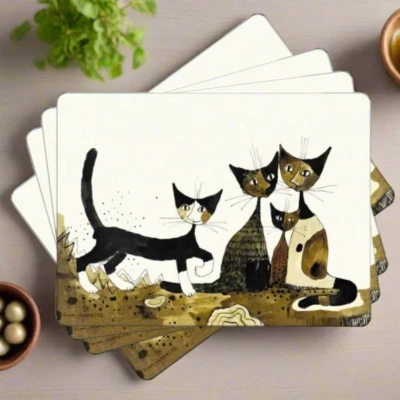Serafino & Friends Cat Large Placemats Set of 4 – Rosina Wachtmeister 40x30cm - Image 1 of 4