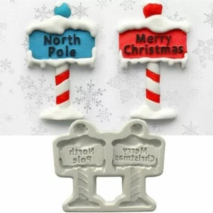 Silicone Merry Christmas North Pole Chocolate Sugarcraft Mould DIY Clay Resin - Picture 1 of 2