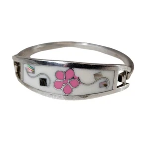 Vtg Sterling Mexico Silver & Enamel Mother Of Pearl Inlay Baby Childs Bracelet - Picture 1 of 9