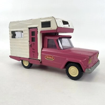 🔥Vintage 1960's Tonka JEEP CAMPER Pink/Purple Pressed Steel Truck and Camper!🔥 - Image 1 of 4