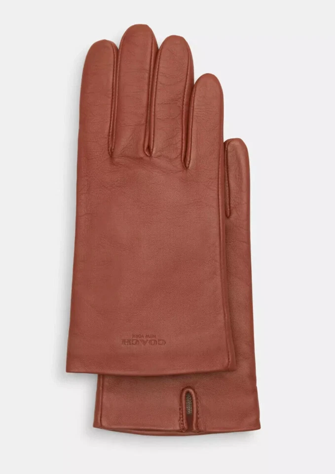 Coach Women's Saddle Leather Tech Gloves (CV864) Size L - NWT - Image 1 of 4
