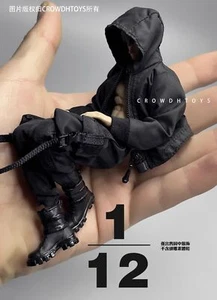 (NO FIGURE) 1/12 Scale Black Hoodie Jacket Pants for 6'' Male Figure VB002 VB003 - Picture 1 of 5