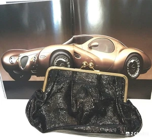 Goldenbleu Black Patent Leather Clutch Gold Trim  - Picture 1 of 8