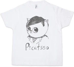 Picatsso Kids Boys T-Shirt Cat Cats Pablo Art Student Arts Picasso Fun Teacher - Picture 1 of 1