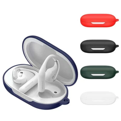 Silicone Case Earphone Pouch Cover With Carabiner for Anker Soundcore AeroFit - Image 1 of 4