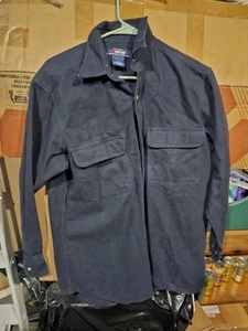 VINTAGE Five Brother Shirt Men Large Gray Button Up Heavy Twill Flap Pockets * - Picture 1 of 3