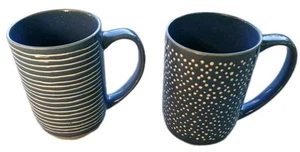 Laurie Gates Madrina Blue Stoneware 2 Mug Set Pre-owned - Picture 1 of 4