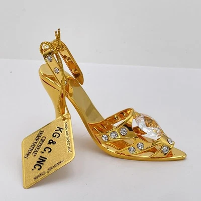 Figura de zapato de tacón alto Crystal Temptations chapada en oro cristal de Swarovski KG&C Foto 1 de 4